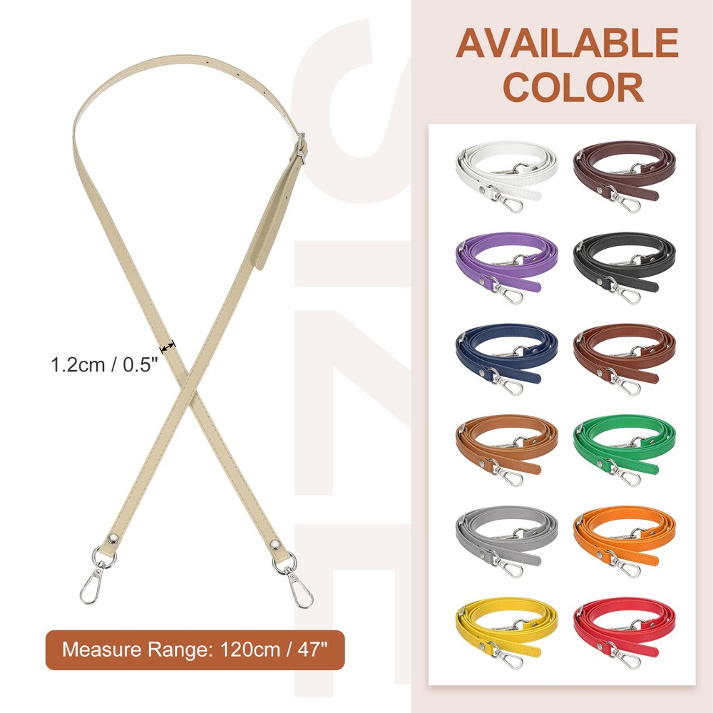 47" Adjustable PU Leather Purse Strap with Silver Hardware Cream