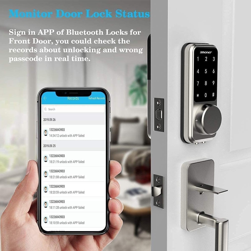 Smart Front Door Lock Set with Handle Keyless Entry Digital Kepad Deadbolt APP