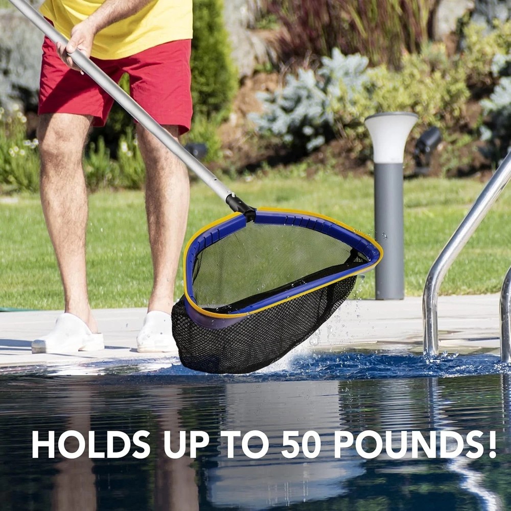 Deep Pool Skimmer Net with Adjustable Aluminum Pole for Efficient Debris Removal