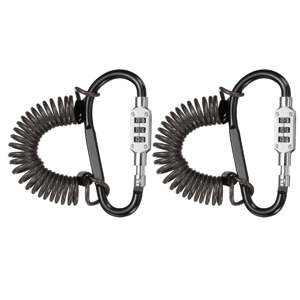 2 Set 4.9Ft Cable Lock Steel Safety Cable with 3.8" Combination Lock Black