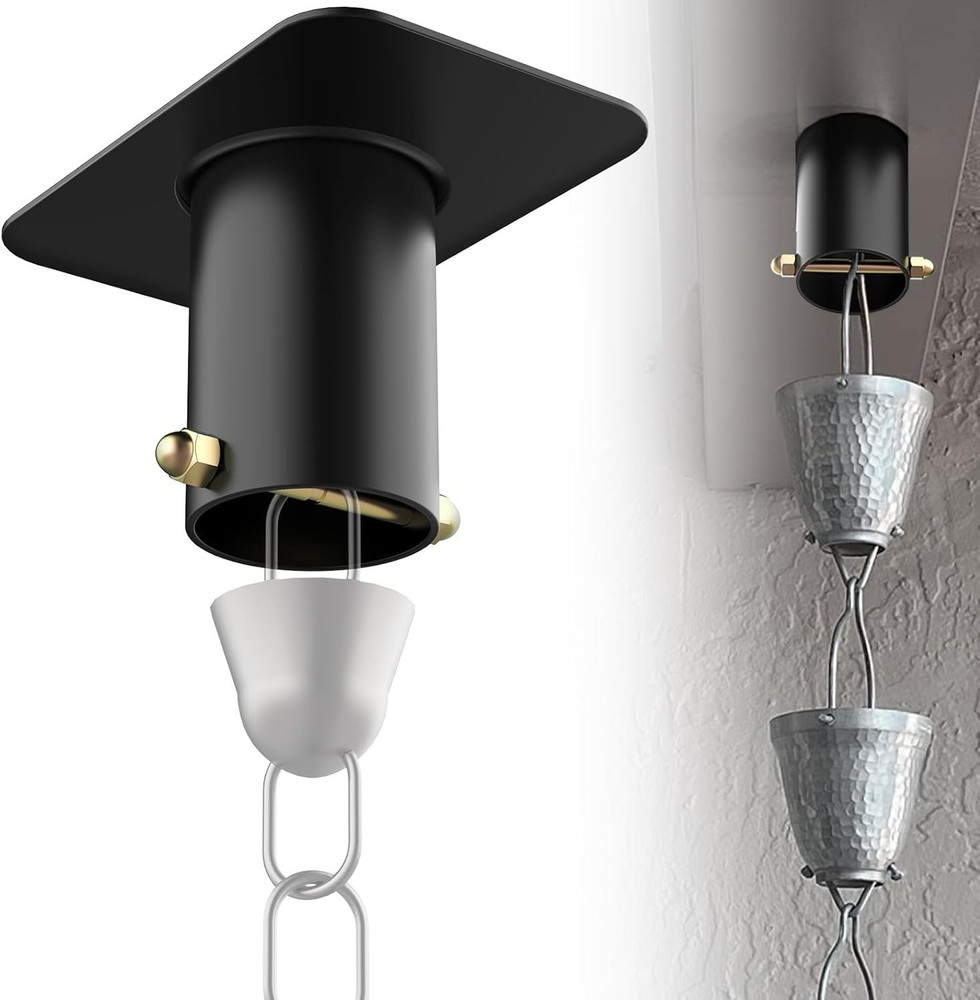 Durable Black Rain Chain Gutter Adapter - 2 Pack for Elegant Outdoor Decor