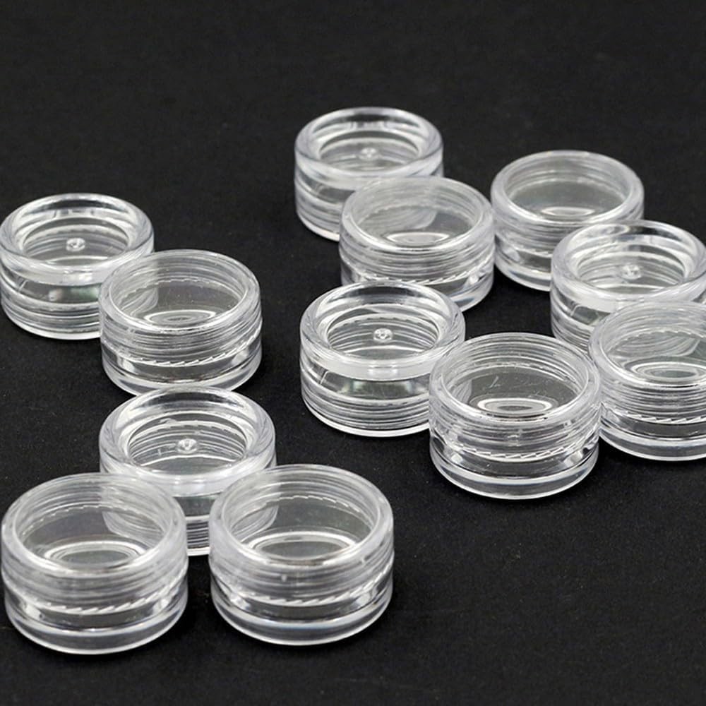 50pcs Storage Cups Clear Plastic Jewelry Bead Makeup Box Small Round Container