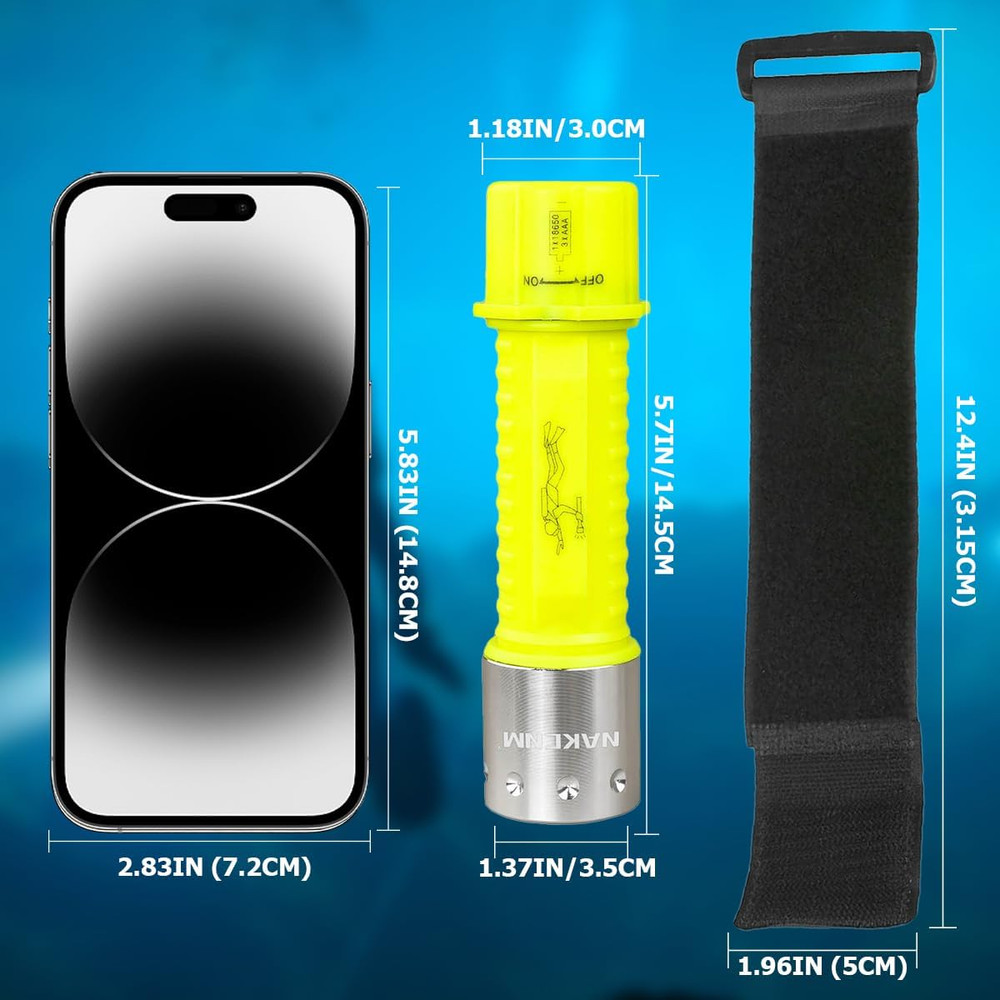 Rechargeable Diving Flashlight Scuba Dive Light Super Bright, Underwater Flashli