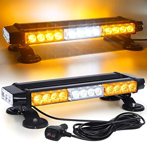 LED Strobe Flashing Light Bar -Double Side 30 LED High Intensity Amber&White