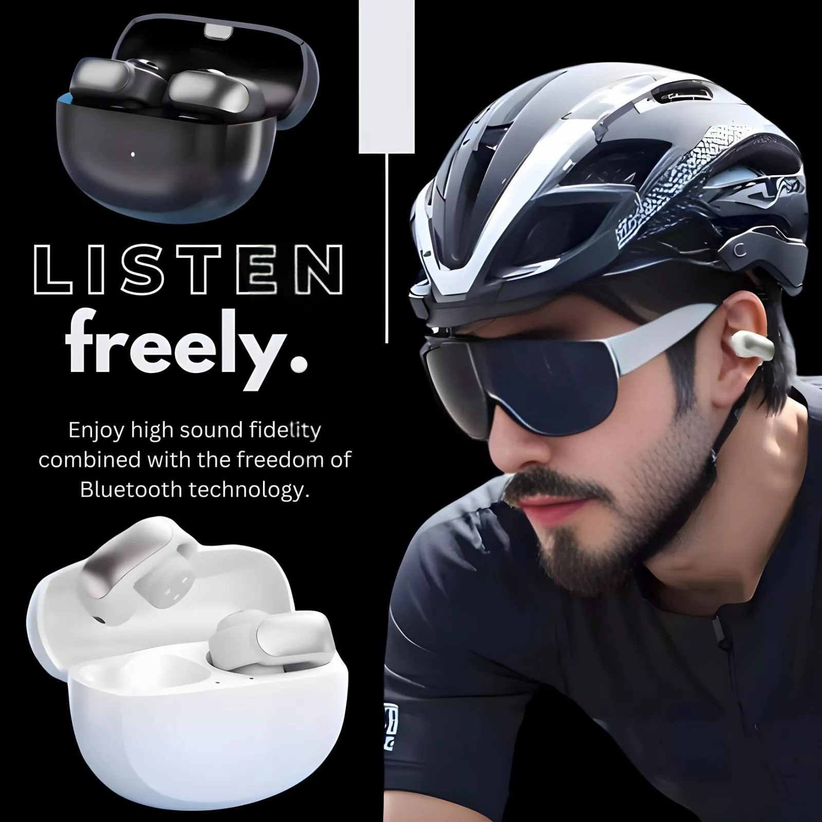 Ultra Open-Ear True Wireless Bluetooth Earphone Ultra Open Earbuds White - New