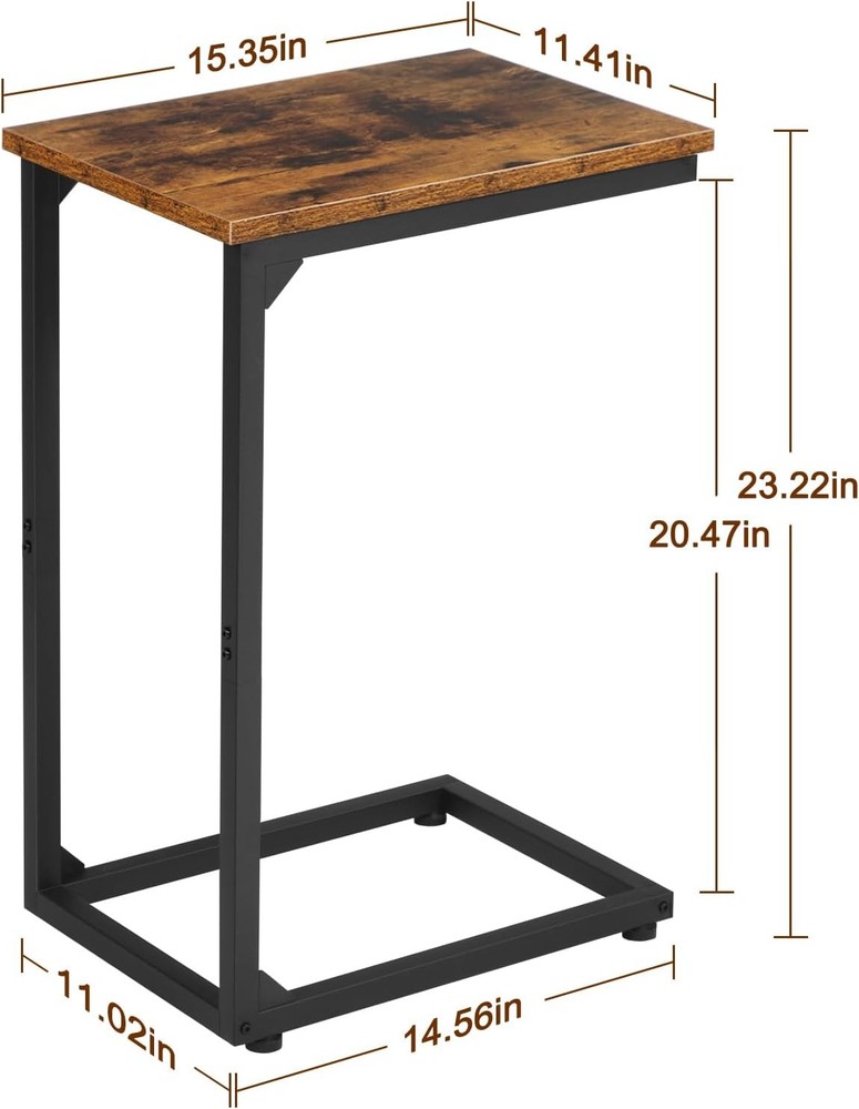 2pcs C Shaped Side/End Table Slide Under Couch Table for Sofa, TV Trays