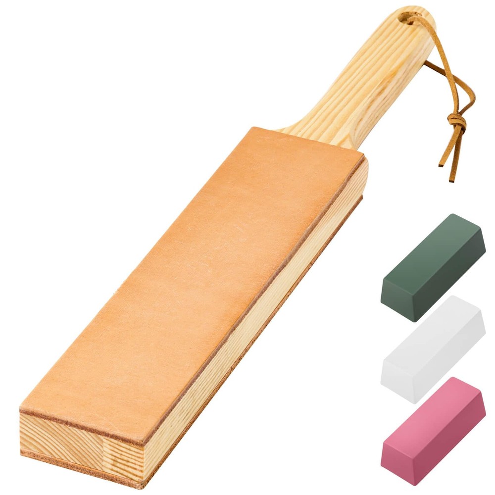 ANGERSTONE Double Side Leather Strop for medium, Light Yellow,Green,White,red