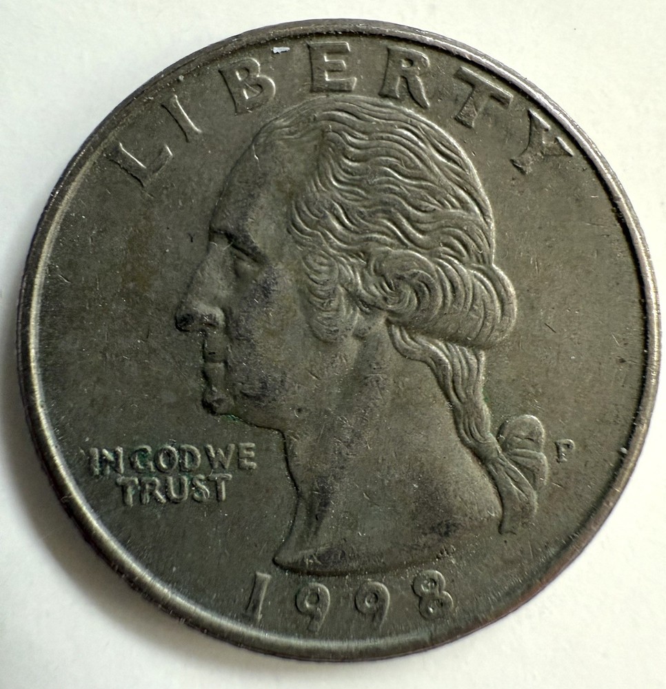 1998-P Washington Quarter Lamination Error Obverse And Reverse 5.6g
