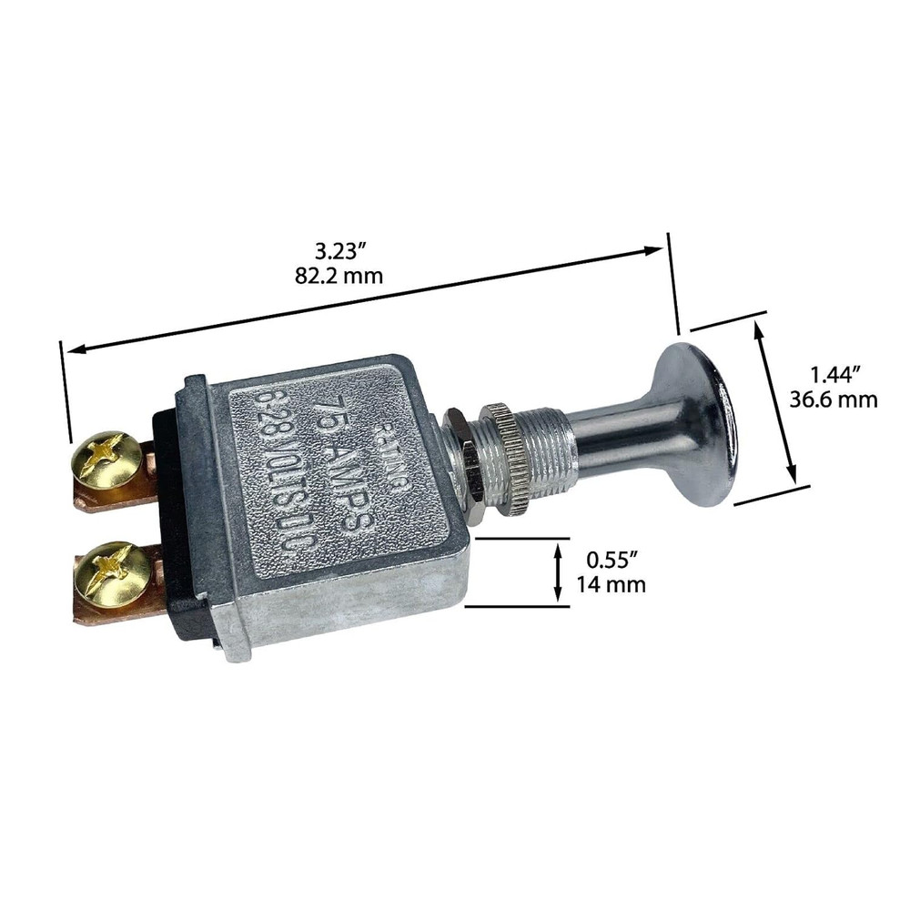 Heavy Duty 75A Push Pull Switch 6-28V DC 12 Volt 75A SPST, 2 Position On-Off, Ch