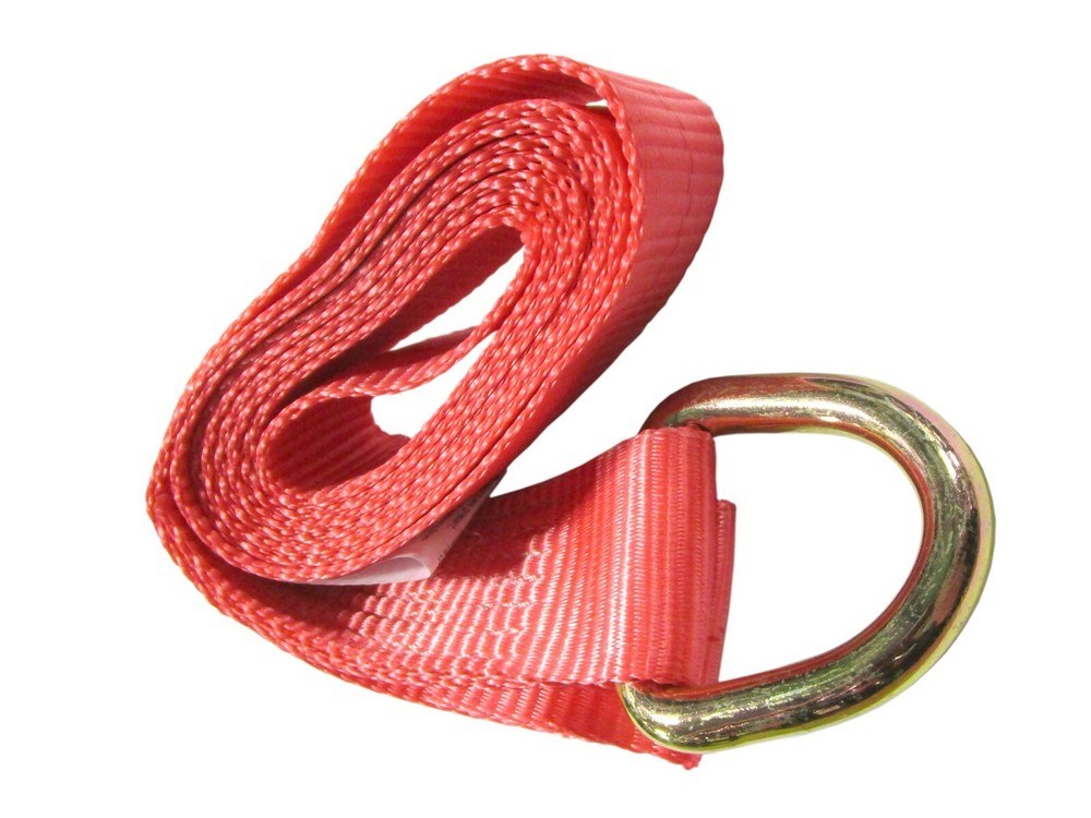 2" x 12' Lasso Strap with D Ring | Tie Down Wheel Lift Flatbed Towing | Red