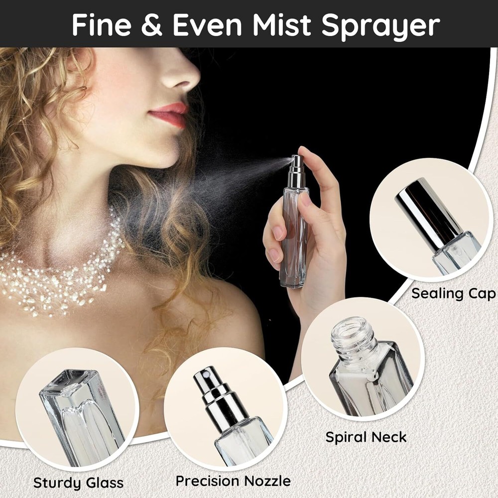 5 Pack 10ML Glass Perfume Bottles, Empty Atomizer Spray Bottles for Travel