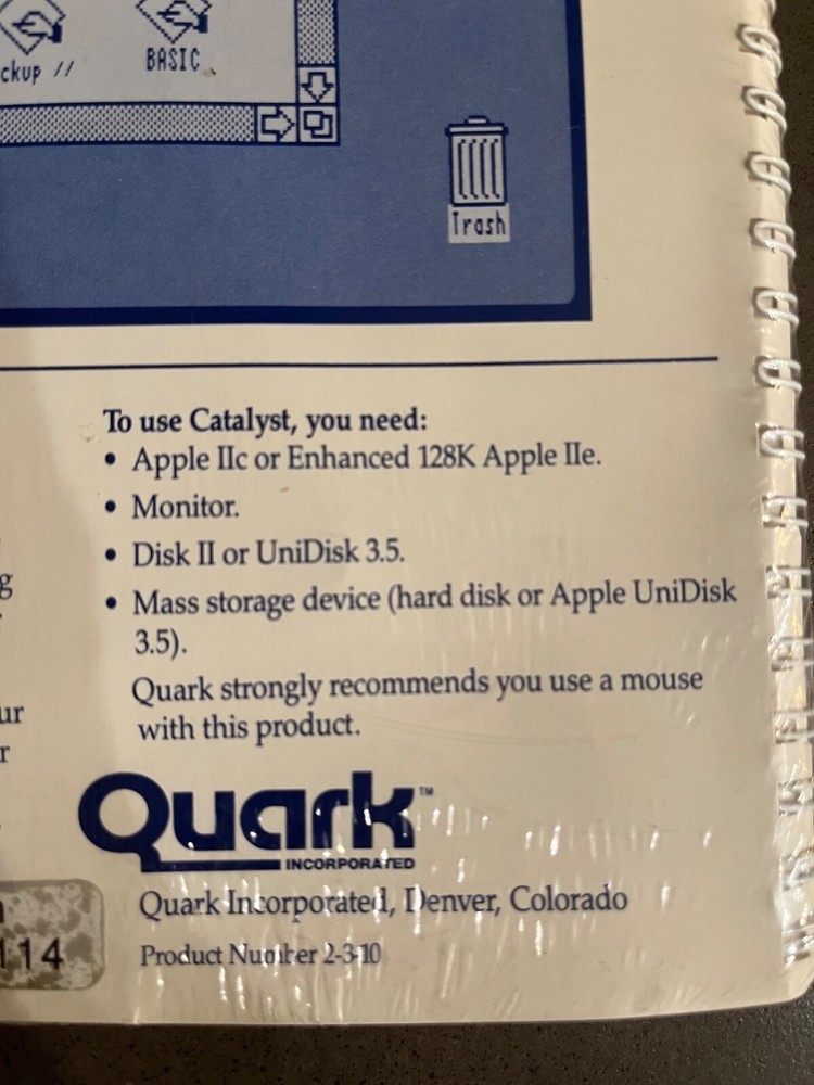 Quark Catalyst Program Selector Software for Apple IIe & IIc Systems - BRAND NEW