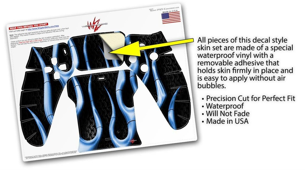 Skin Sony PS5 Controller Metal Flames Blue