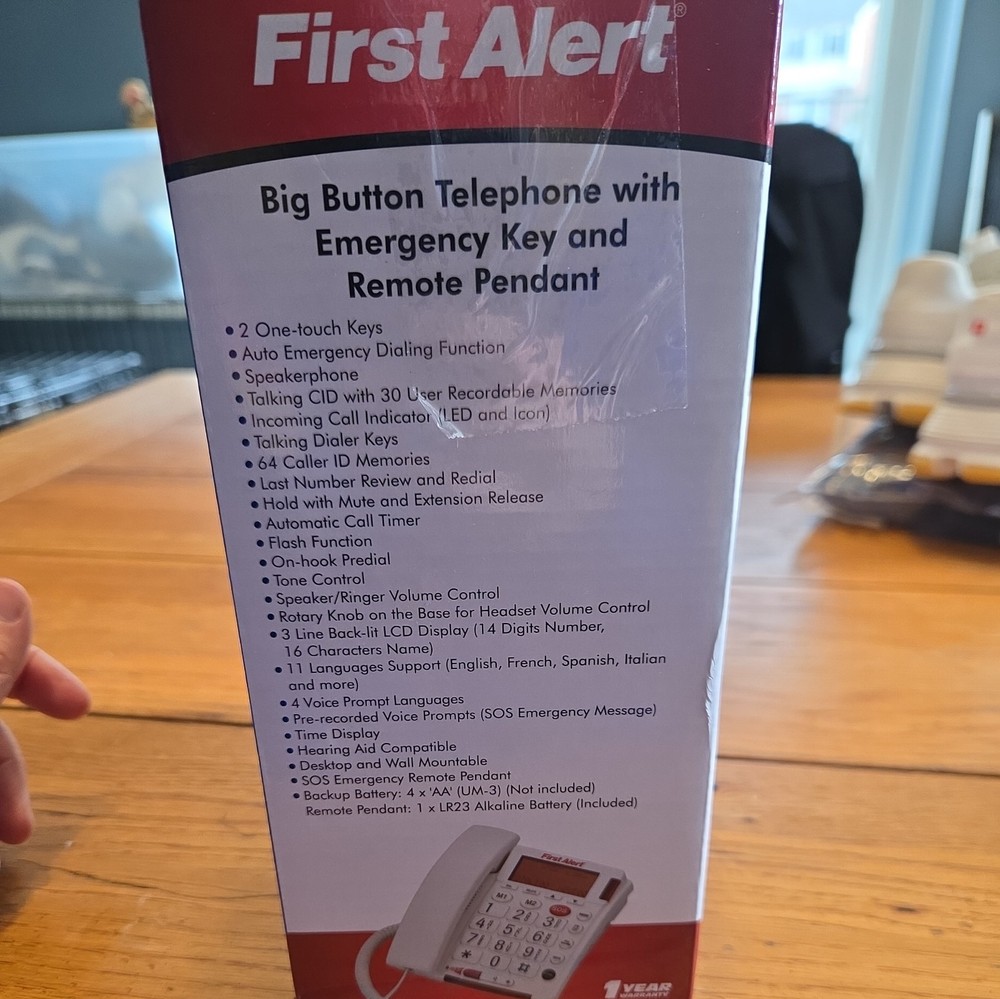 First Alert Big Button Phone W/Emergency Key and Remote Pendant
