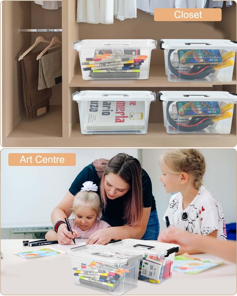 Plastic Storage Bins with Lids 6 Pack Storage Organizer, 7 Quart Stackable St...