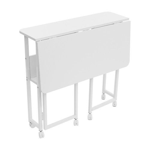 Folding Desk,Folding Desk with Storage Shelf,Foldable Computer Desk with Wheels