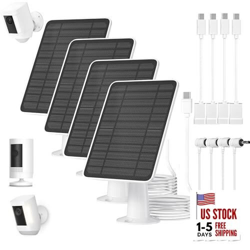 5W Solar Panel for Ring Camera, Solar Panel Charger Compatible for Ring-4 Pack