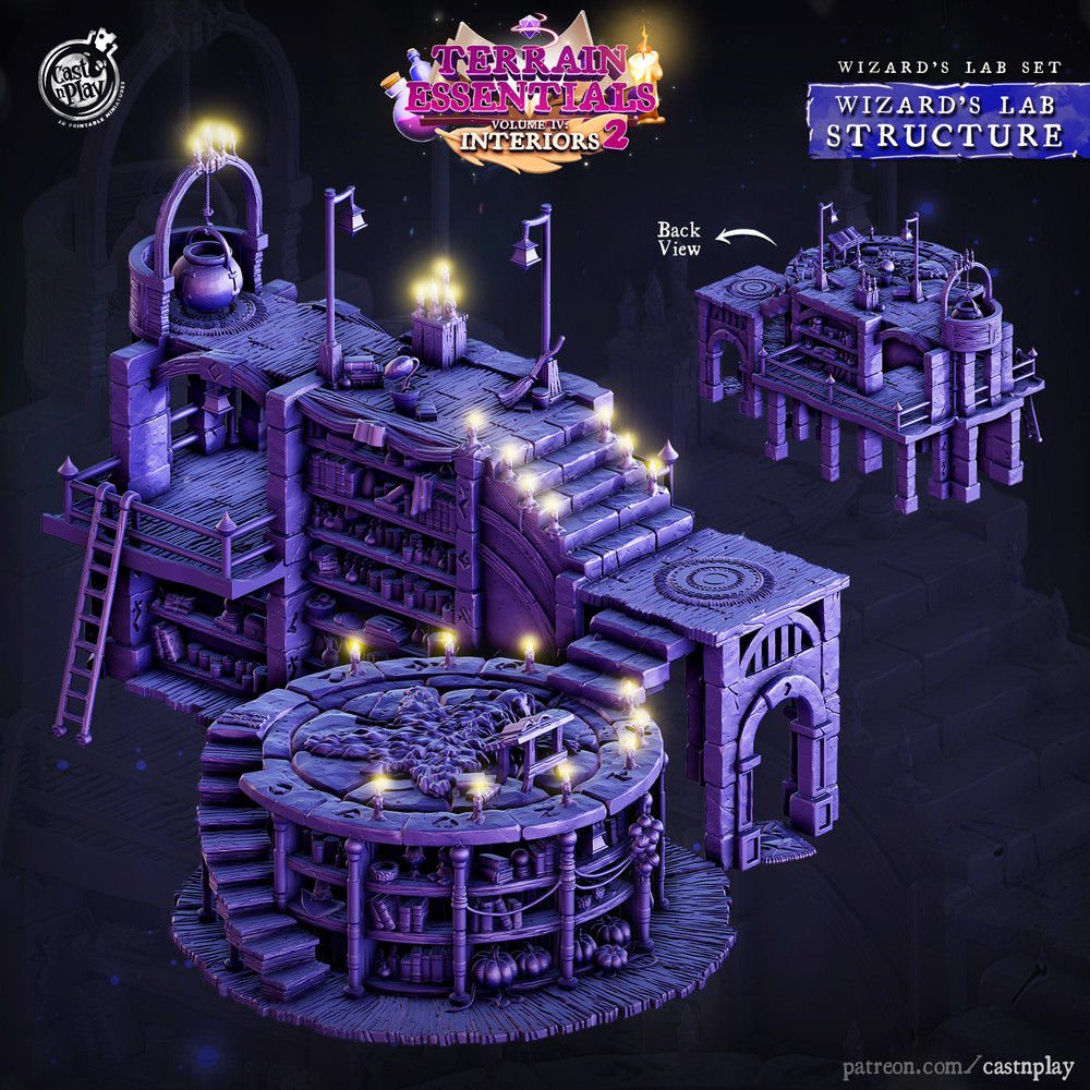 3D Printed Cast n Play Wizard's Lab Set 28mm 32mm D&D