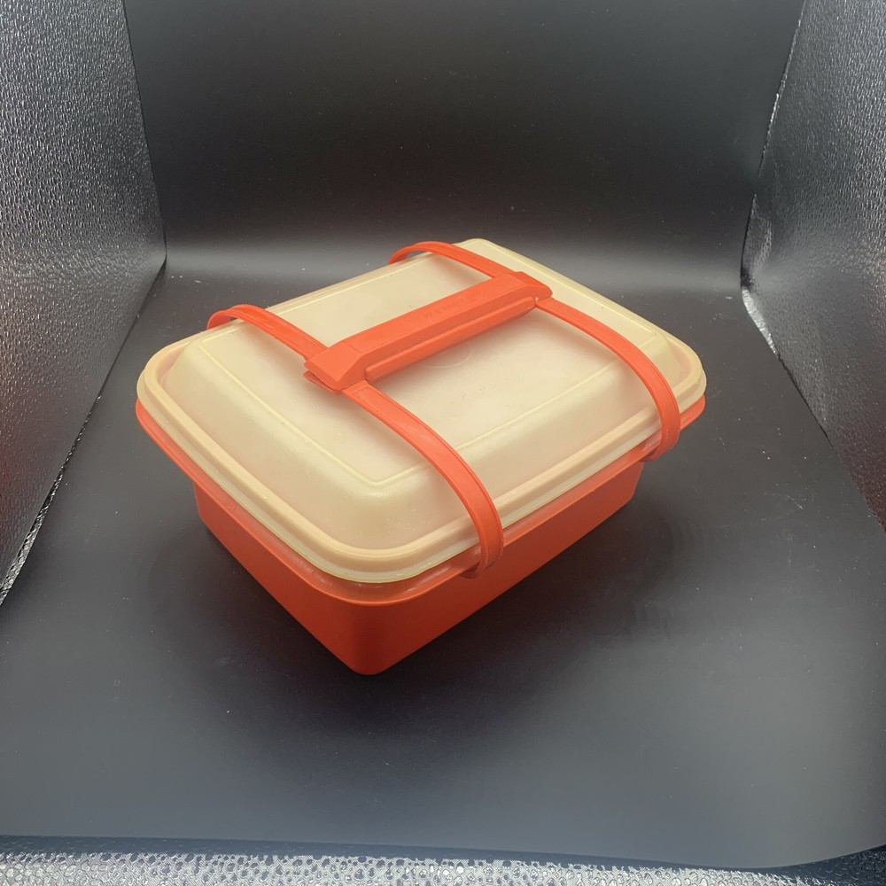 T162 Orange Tupperware 3-pc Lunchbox Only - no inserts 1254