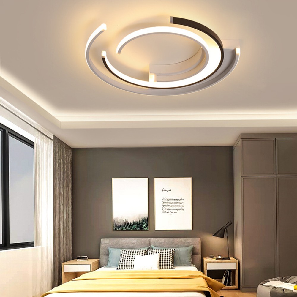 19.7'' Round LED Ceiling Light Flush Mount Ceiling Fixture Simple Black+White