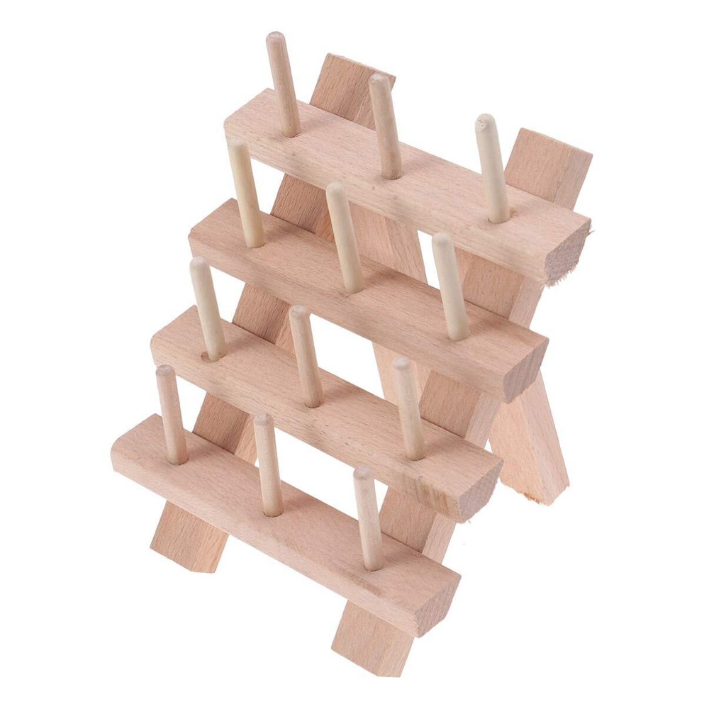 12 Spools Wooden Thread Holder Sewing and Embroidery Thread Rack Thread Holde...