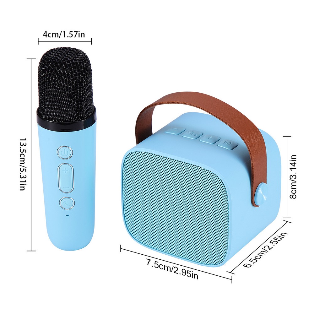 Portable Bluetooth Speaker Karaoke Machine System Microphone Party Light For Kid