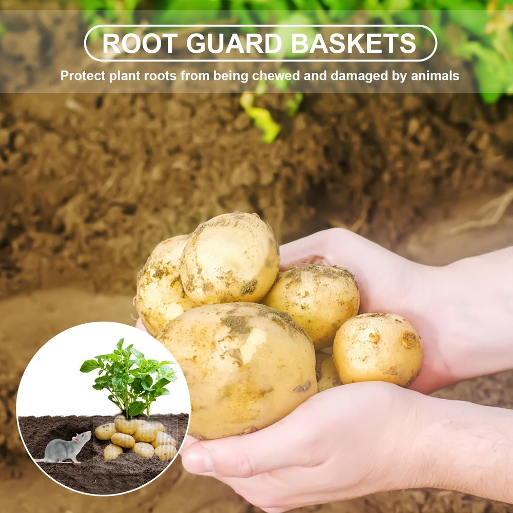 6 Pack Root Guard Baskets for Plants, Underground Stainless Steel Wire Mesh C...