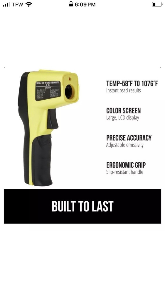 Gorilla Grip Thermometer Gun Instant Read Laser