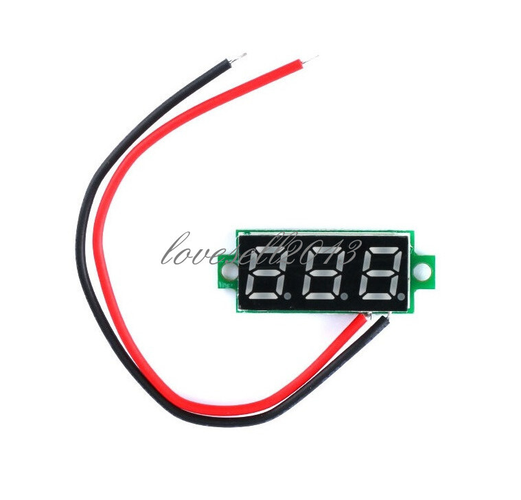 1PCS Yellow 0.28" 2 Wire Mini DC Digital Panel Voltmeter Panel Mount LED Voltage