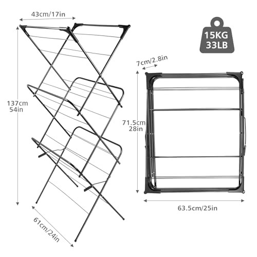 Foldable Clothes Drying Rack | Portable Collapsible Laundry Drying Rack | Black
