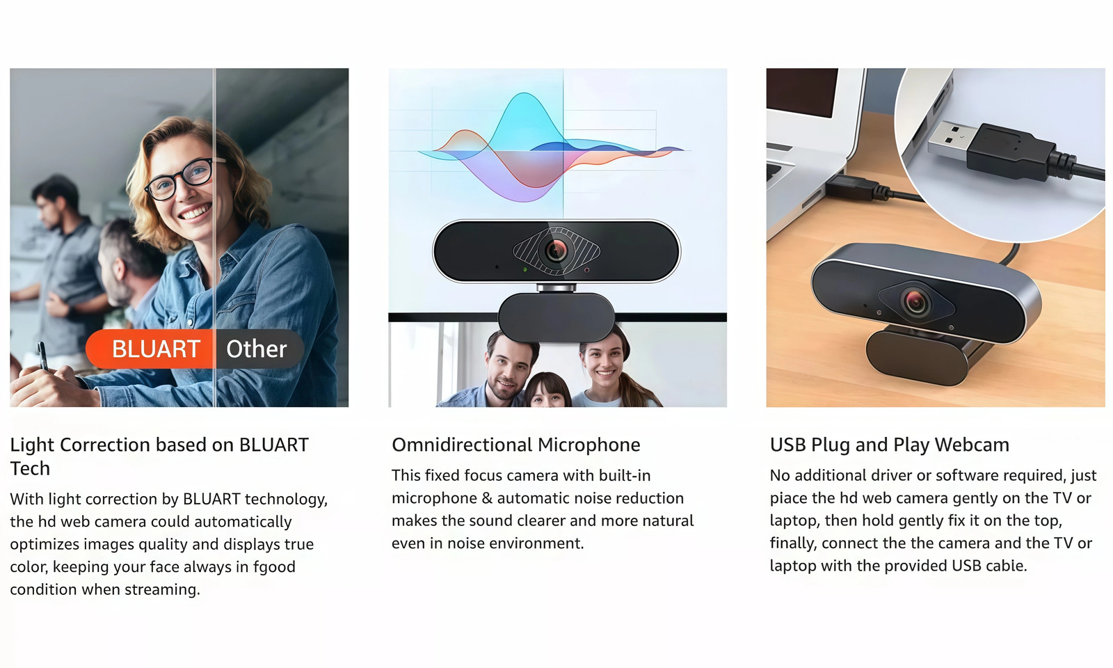 1080P Full HD USB Webcam for PC Desktop Laptop Web Camera with Microphone US