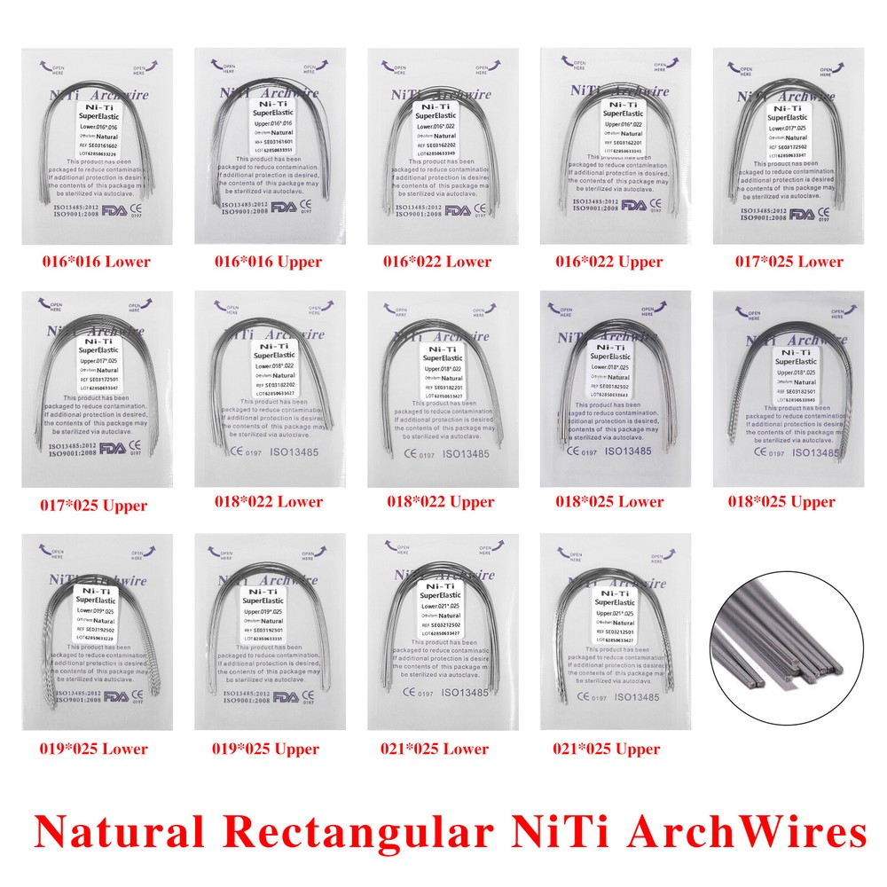 Dental Ortho Niti Super Elastic Natural Rectangular Arch Wire 14 sizes ty