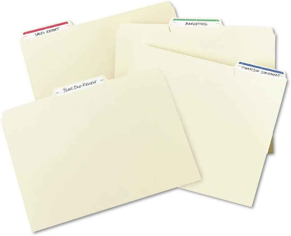 Print Or Write File Folder Labels, 11/16 X 3 7/16, White/dark Blue Bar, 252/pack