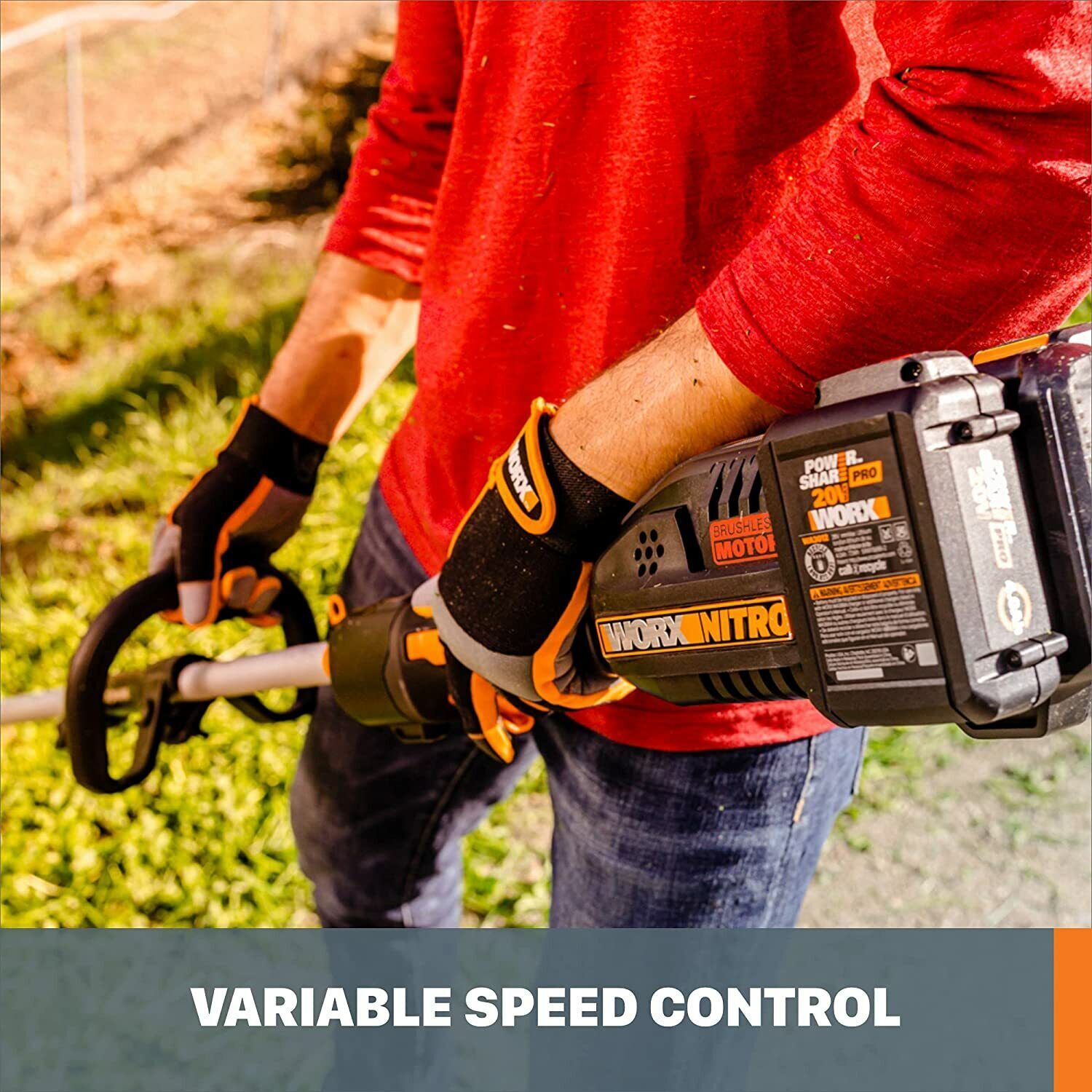 WORX WG186 40V NITRO 15" Cordless Attachment-Capable Drivershare String Trimmer