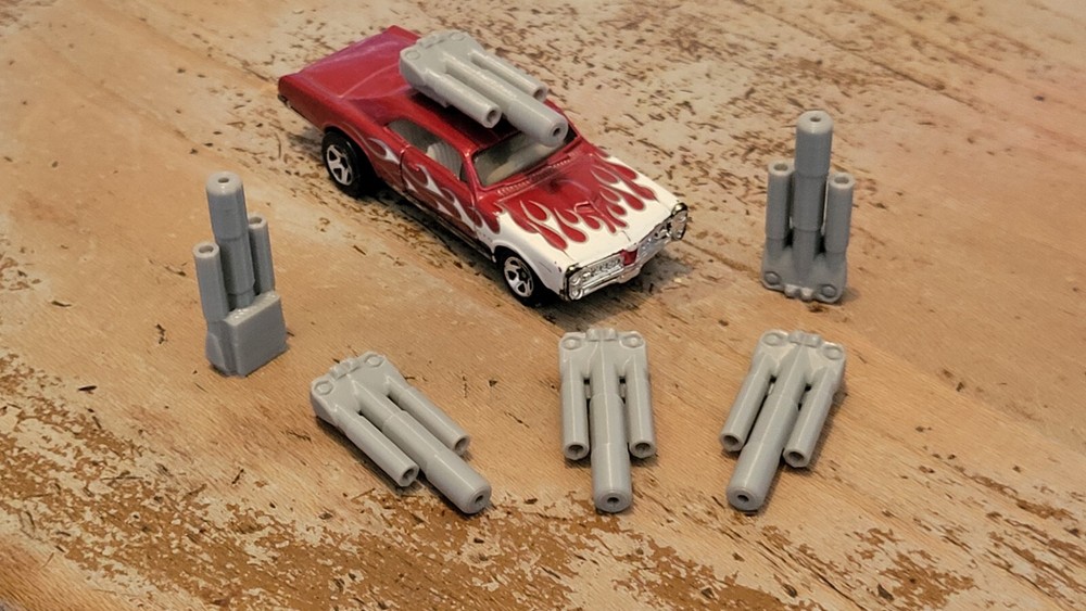 Frantic Impending Doom Cannons 6 items. Silver 3d printed. 1/64 scale.
