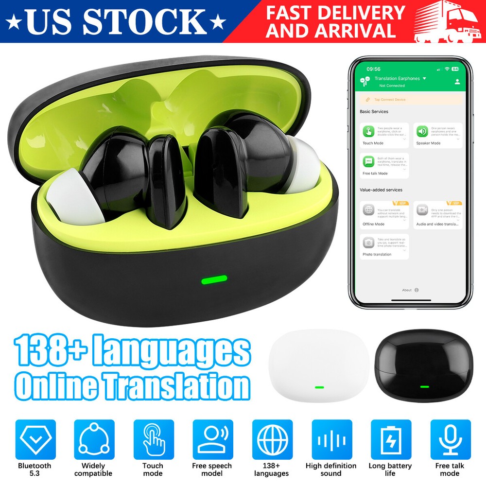 Wireless Bluetooth Translator Earbuds Real Time Translator Device 144 Languages