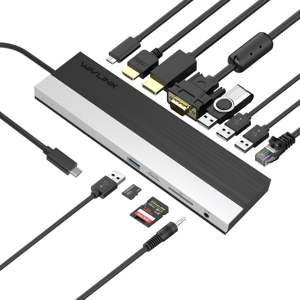 New - WAVLINK USB C Docking Station, 12-in-1 Triple Display Type C Adapter