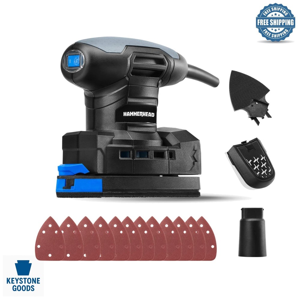 1.4-Amp Multi-Function Detail Sander with 12pcs Sandpaper & Dust Collection