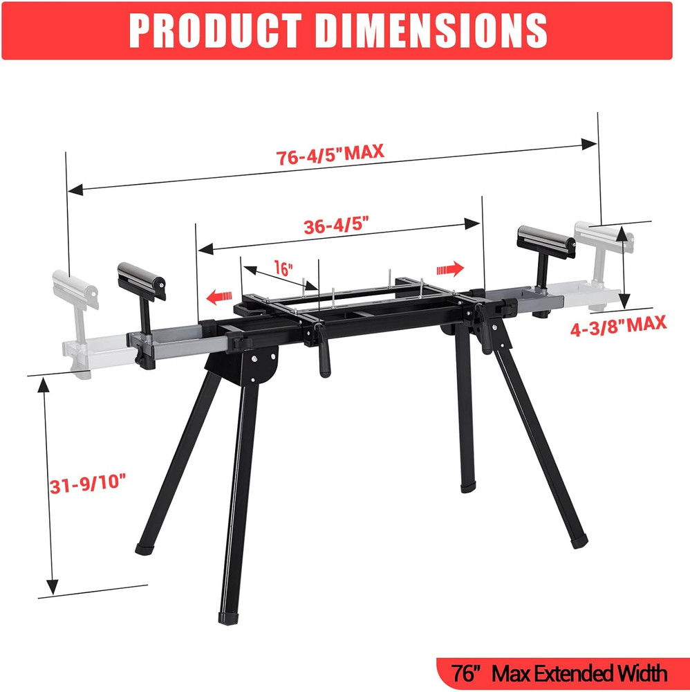 Miter Saw Stand with Quick Release Tool Mounting System, Universal Miter Saw Tab
