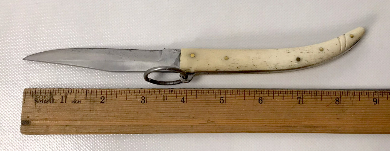 Bone Handle Folding Pen Knife with Ring
