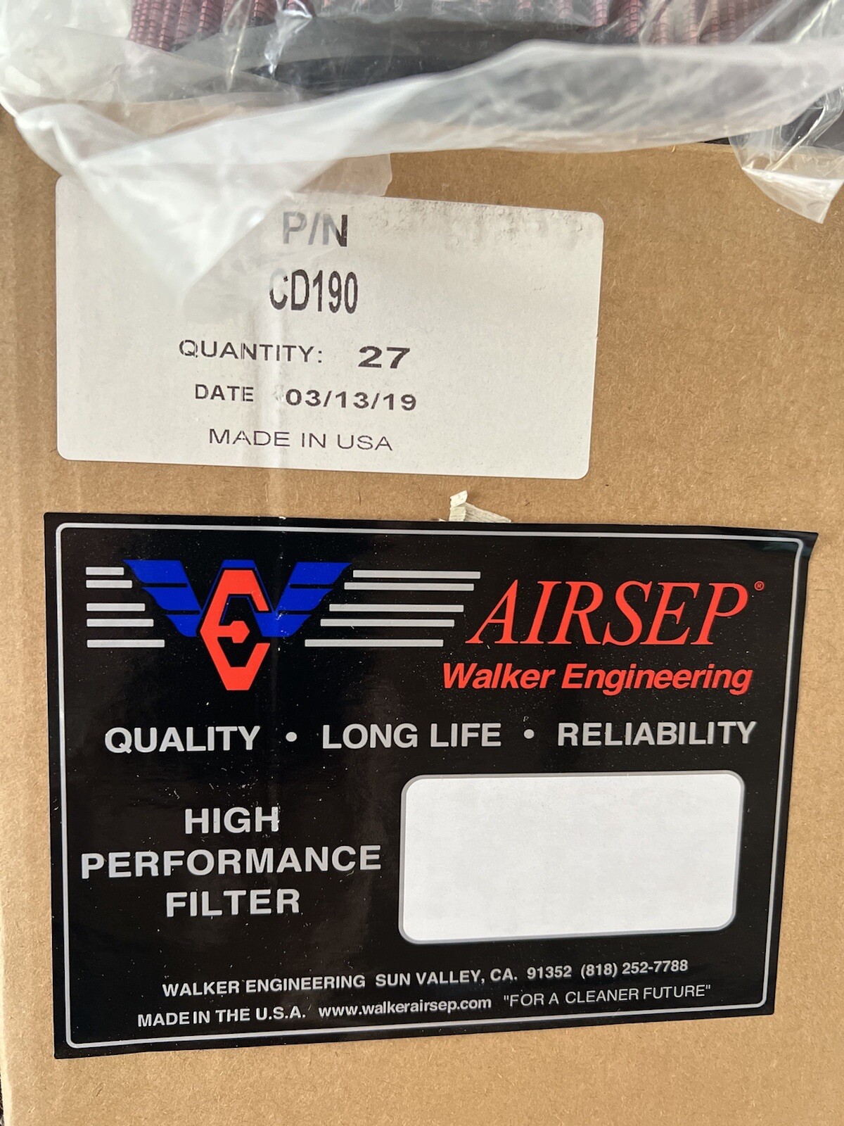 AirSep CD190 Mesh Air Intake Filter 7.5”x10” Tapered CAT3126