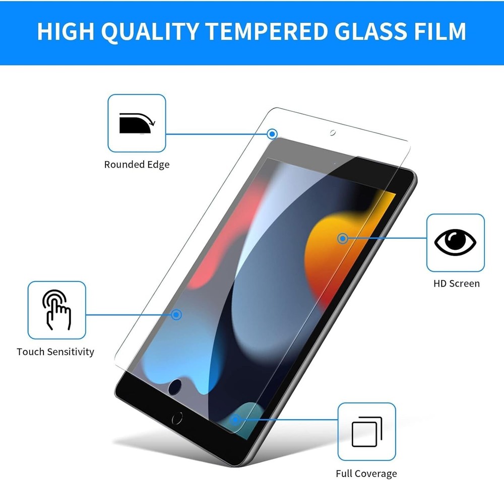 iPad 10.2 Inch 2019 Screen Protector High Premium Anti-Bubbles Saver 2 Pack
