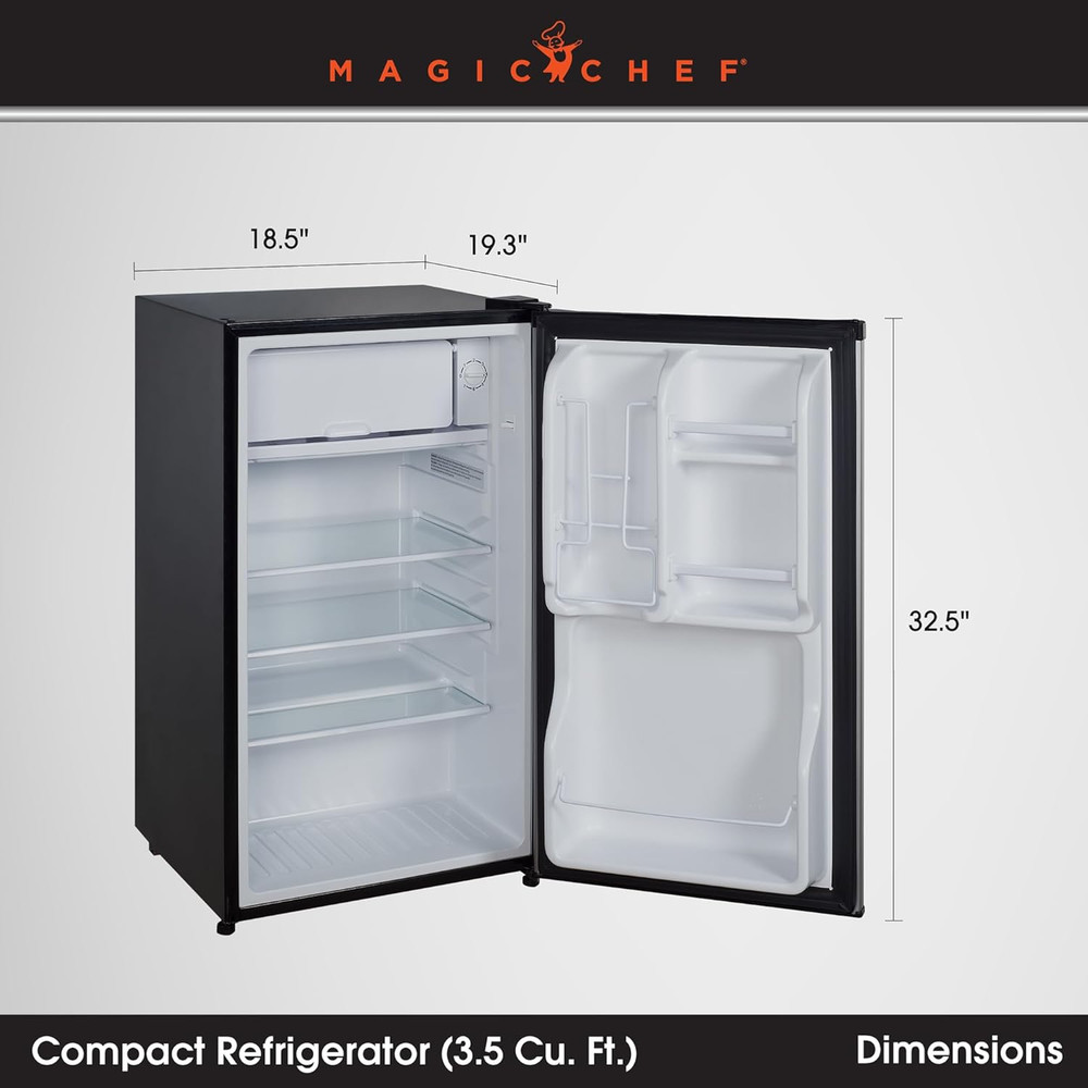 3.5 Cu. Ft. Mini Refrigerator in Black with Freezer Section
