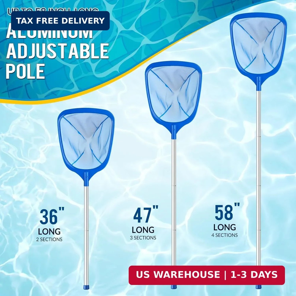 Tavaleu Pool Skimmer Net,Deep Pool Leaf Net with Reinforced Frame, Large Capacit
