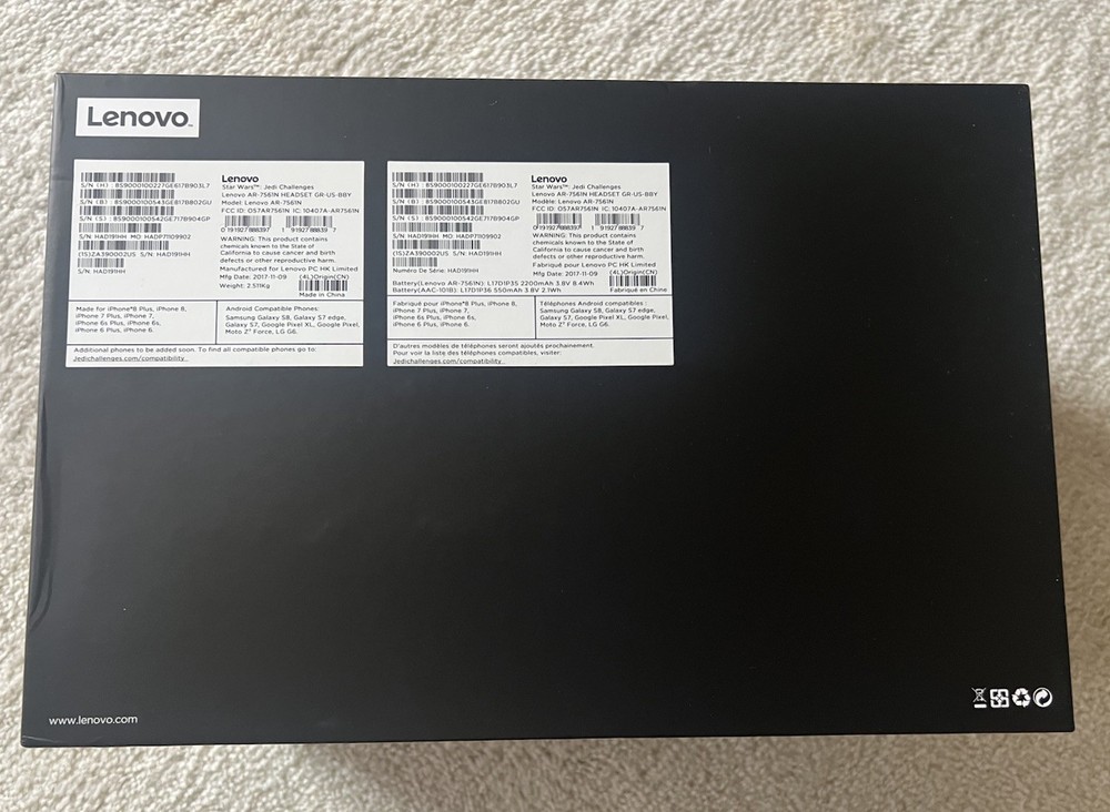Lenovo Star Wars: Jedi Challenges VR Headset Lightsaber Controller New-open Box