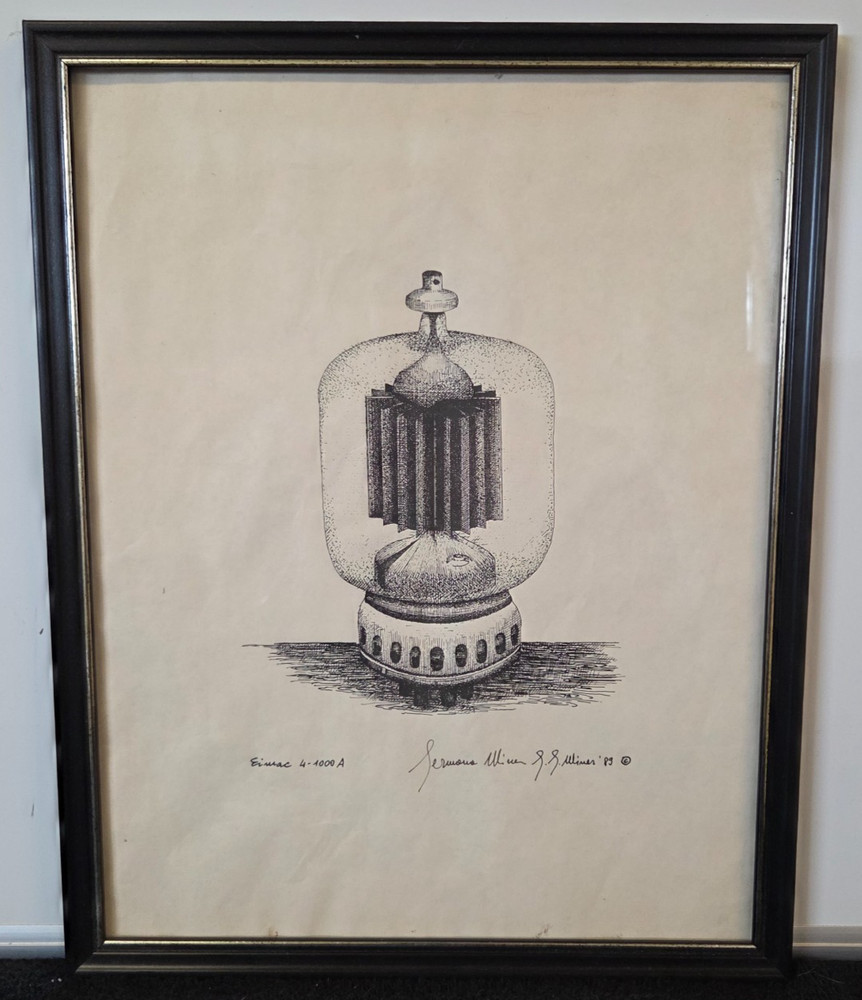EIMAC 4-1000A TRANSMITTER RADIO TUBE SKETCH DRAWING 11 X 14