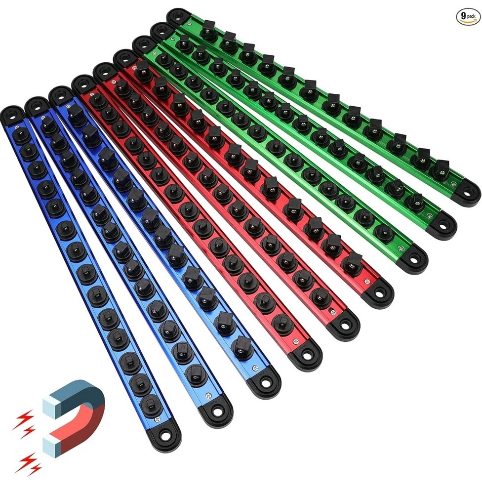Magnetic Socket Holder Organizer Set: 9-Piece 9PCS--Holds 120 Sockets