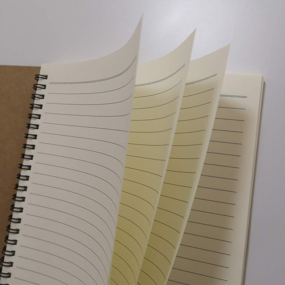 Spiral Notebook Journal Lined B5 Hard Kraft Cover Ruled Wire Bound Notebook