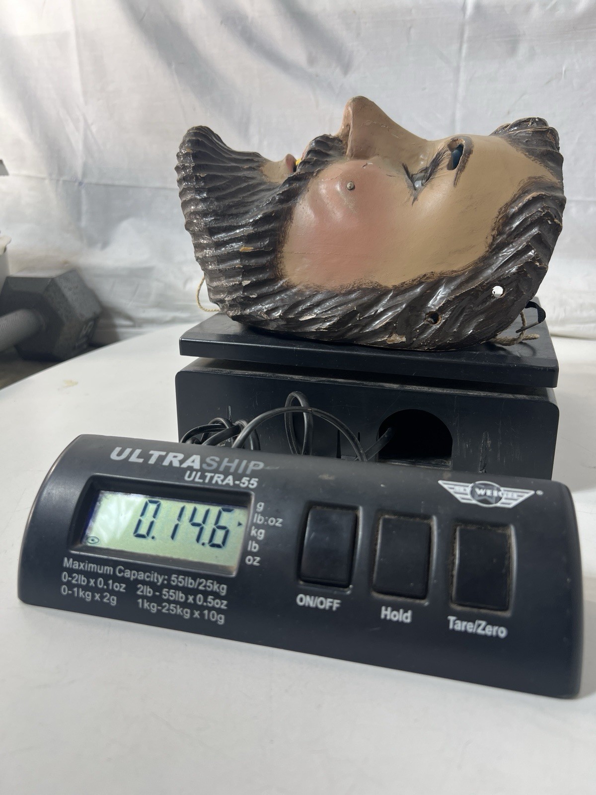 Mexican Folk Art Catrine Dandy Mask w/ Glass Eyes Moving Eyelids Gold Tooth