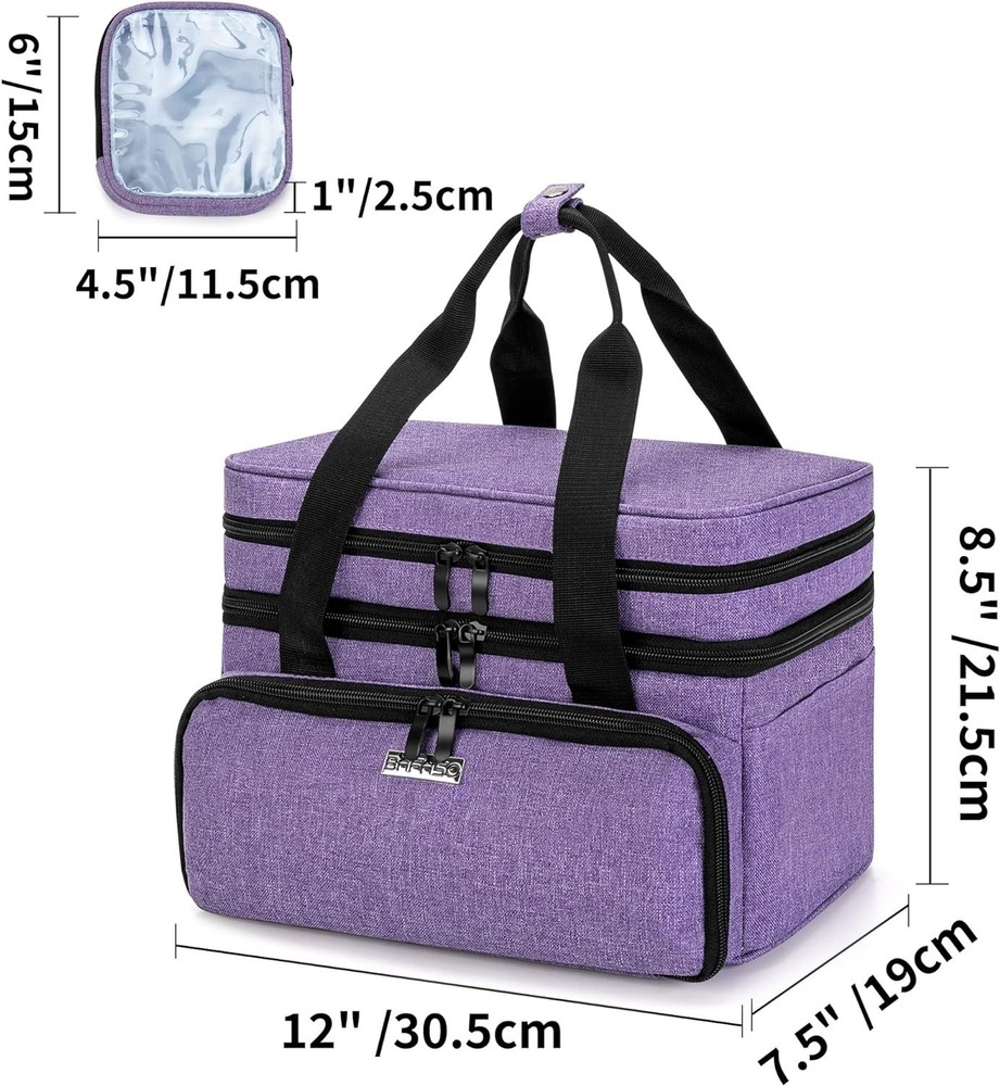 Functional Double Layer Sewing Tools Storage Bag with Clear Detachable Pouches